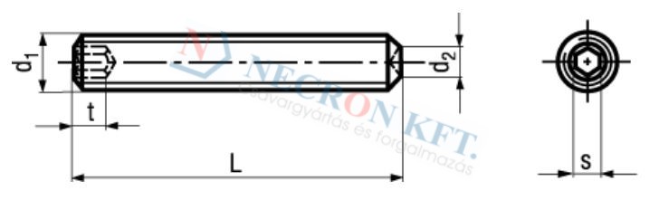 Belsőkulcsnyílású vágóélű hernyócsavar (DIN916-A400-0035)